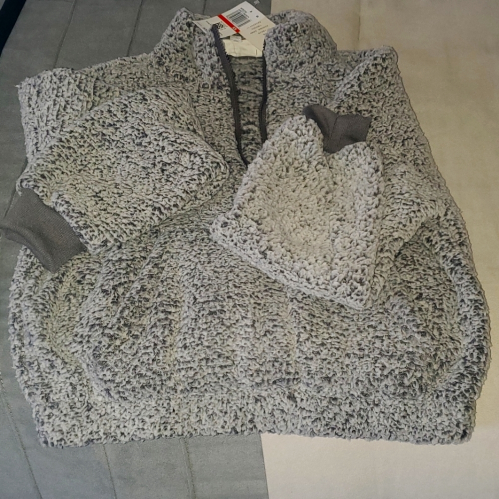 Ladies sherpa crop top pullover